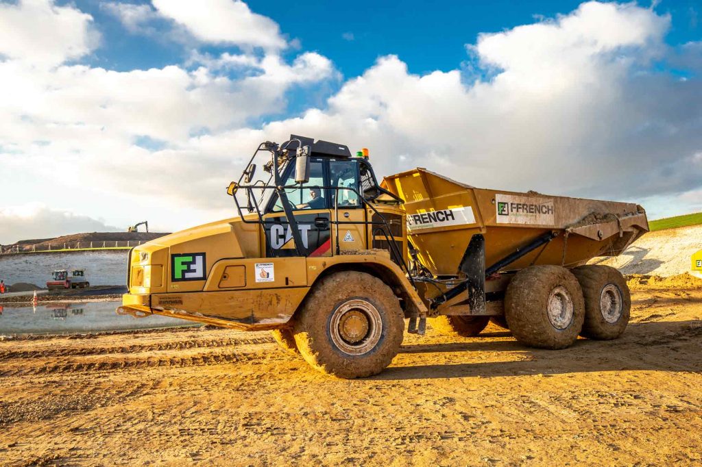 Caterpillar 725C on earthworks project- HS2